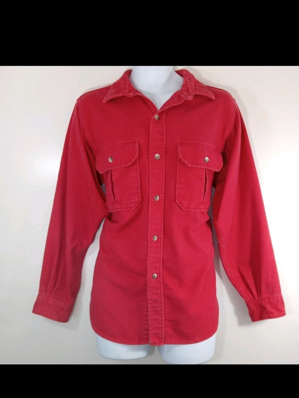Vtg Cabela's Red Button-Front Utility Shirt Jacket Mens Medium